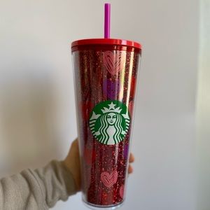 ❤️Starbucks❤️ Red Glitter Hearts Valentine Venti Tumbler